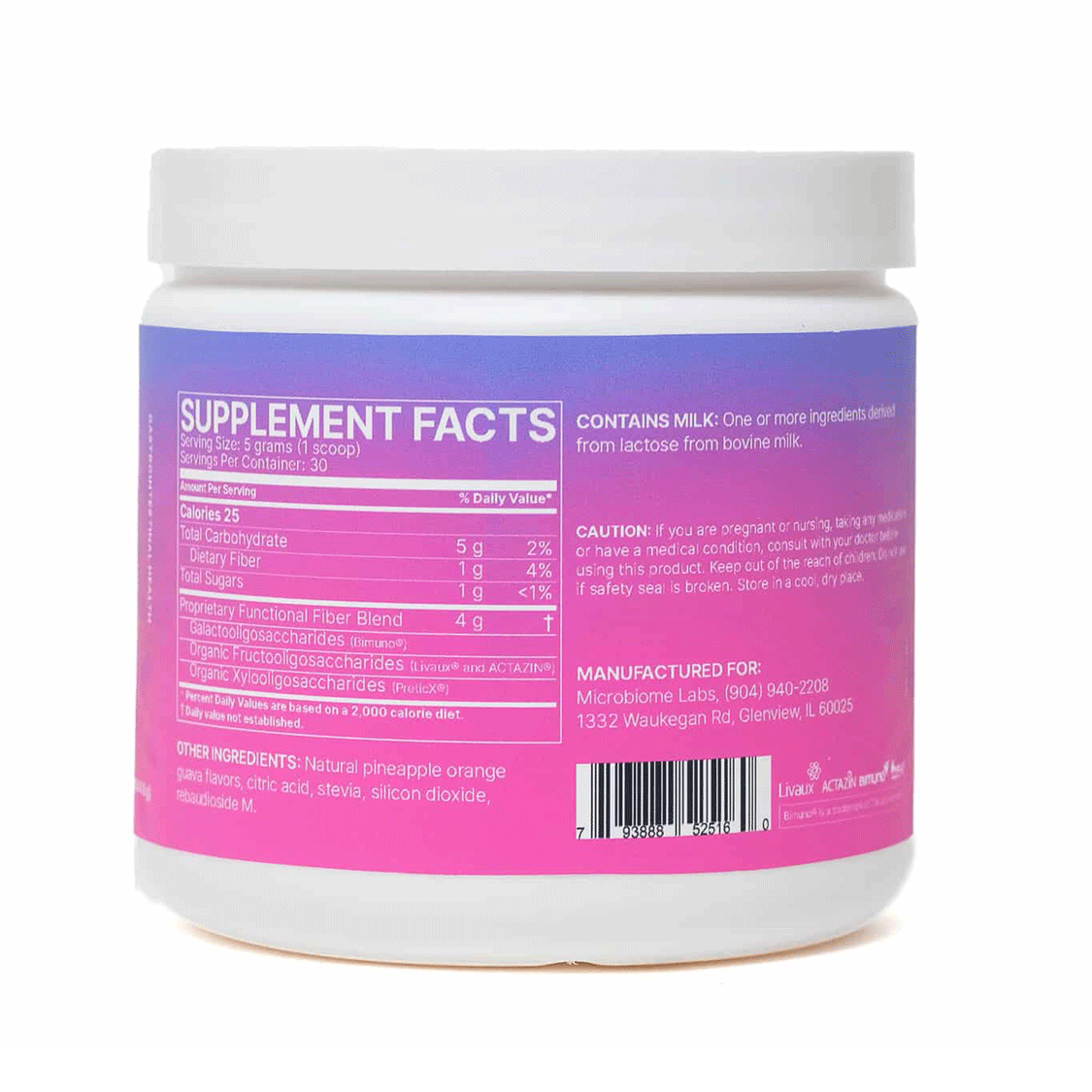 MegaPre Powder by Microbiome Labs Supplement Facts