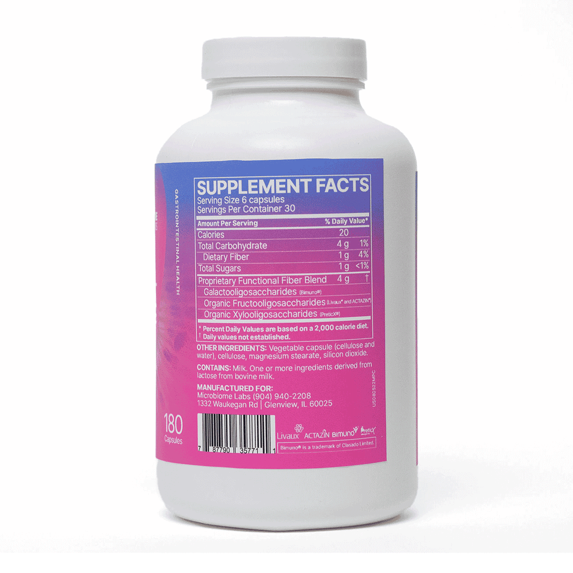 MegaPre Capsules by Microbiome Labs Supplement Facts