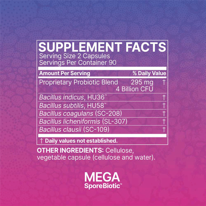 MegaSporeBiotic 180 Capsules by Microbiome Labs Supplement Facts