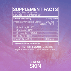 Serene Skin by Microbiome Labs Oral Probiotic Supplement Facts
