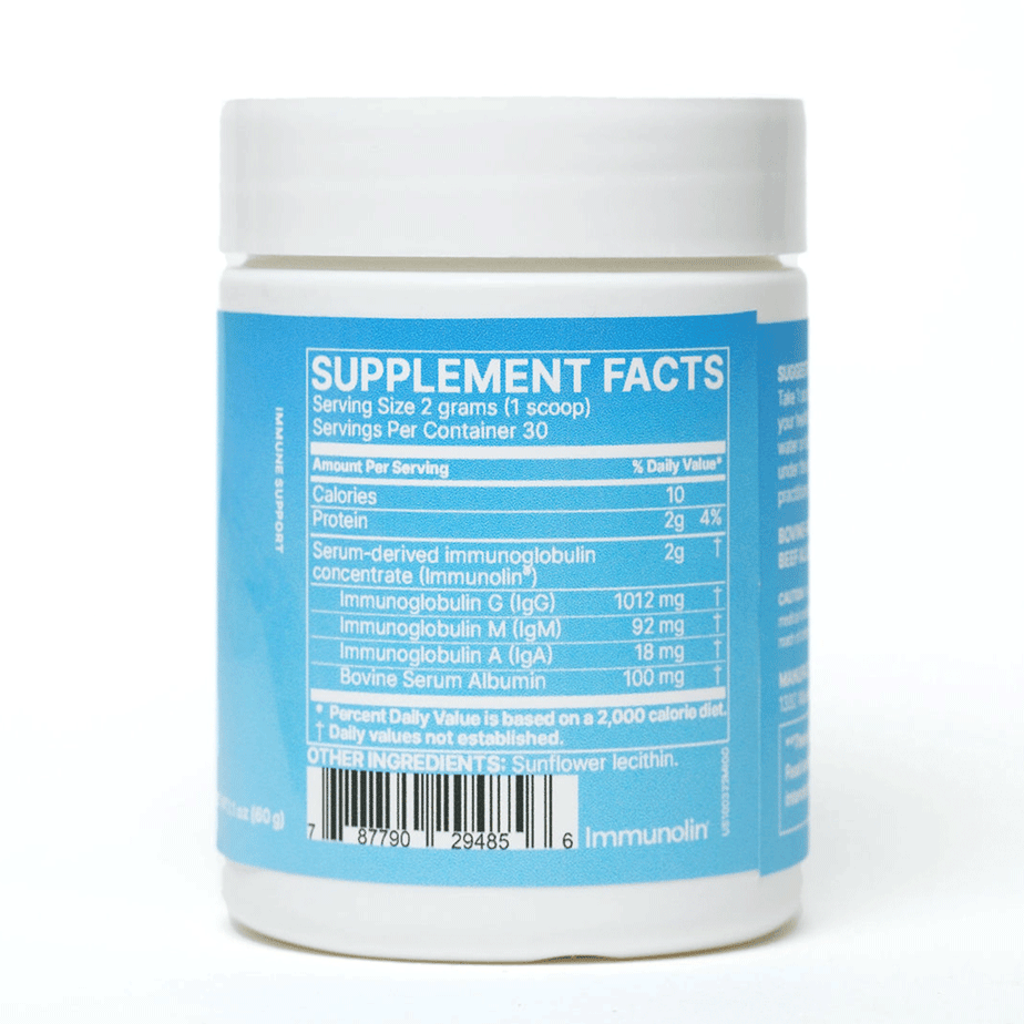 Mega IgG2000 Powder by Microbiome Labs Jar Supplement Facts