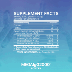 Mega IgG2000 Powder by Microbiome Labs Jar Supplement Facts